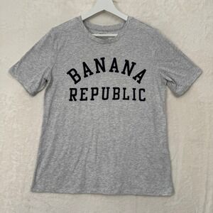 Banana Republic T-Shirt Womens M Grey Logo Graphic Short Sleeve Heathered Tee